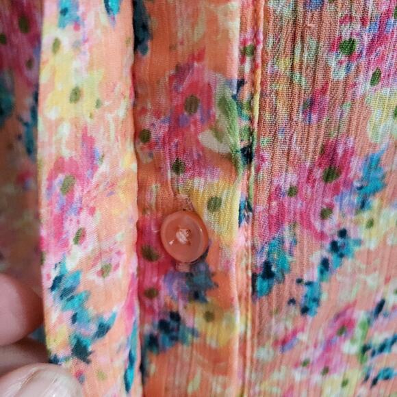 Kut From The Kloth Floral Tab Sleeve Cut Out Top Medium Casual Office Career - Picture 8 of 11